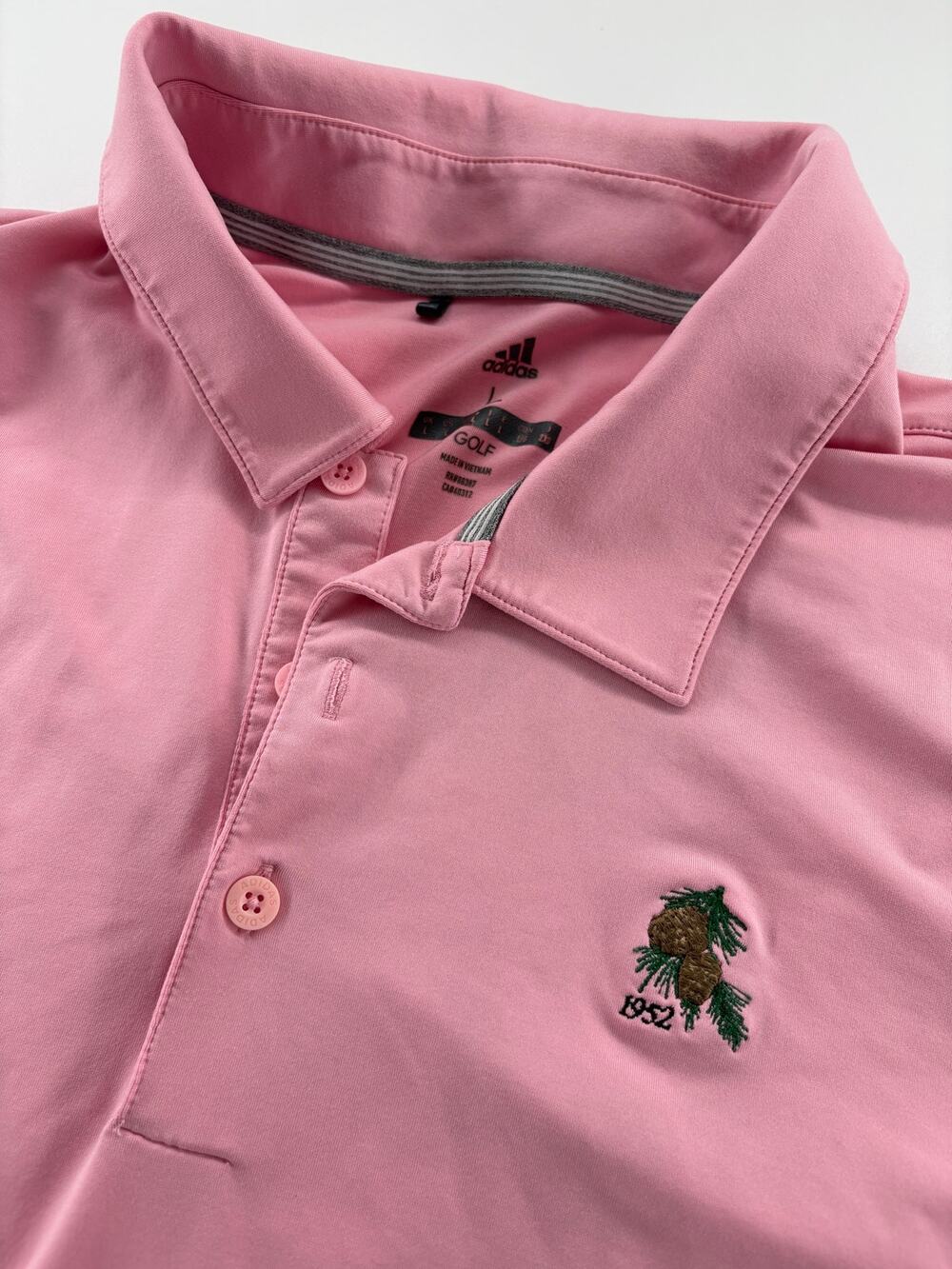 Adidas Golf Polo Men's L Pink Embroidered Pine Lake EUC